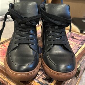 Black and Brown High-Top Sneakers with Chunky Sole